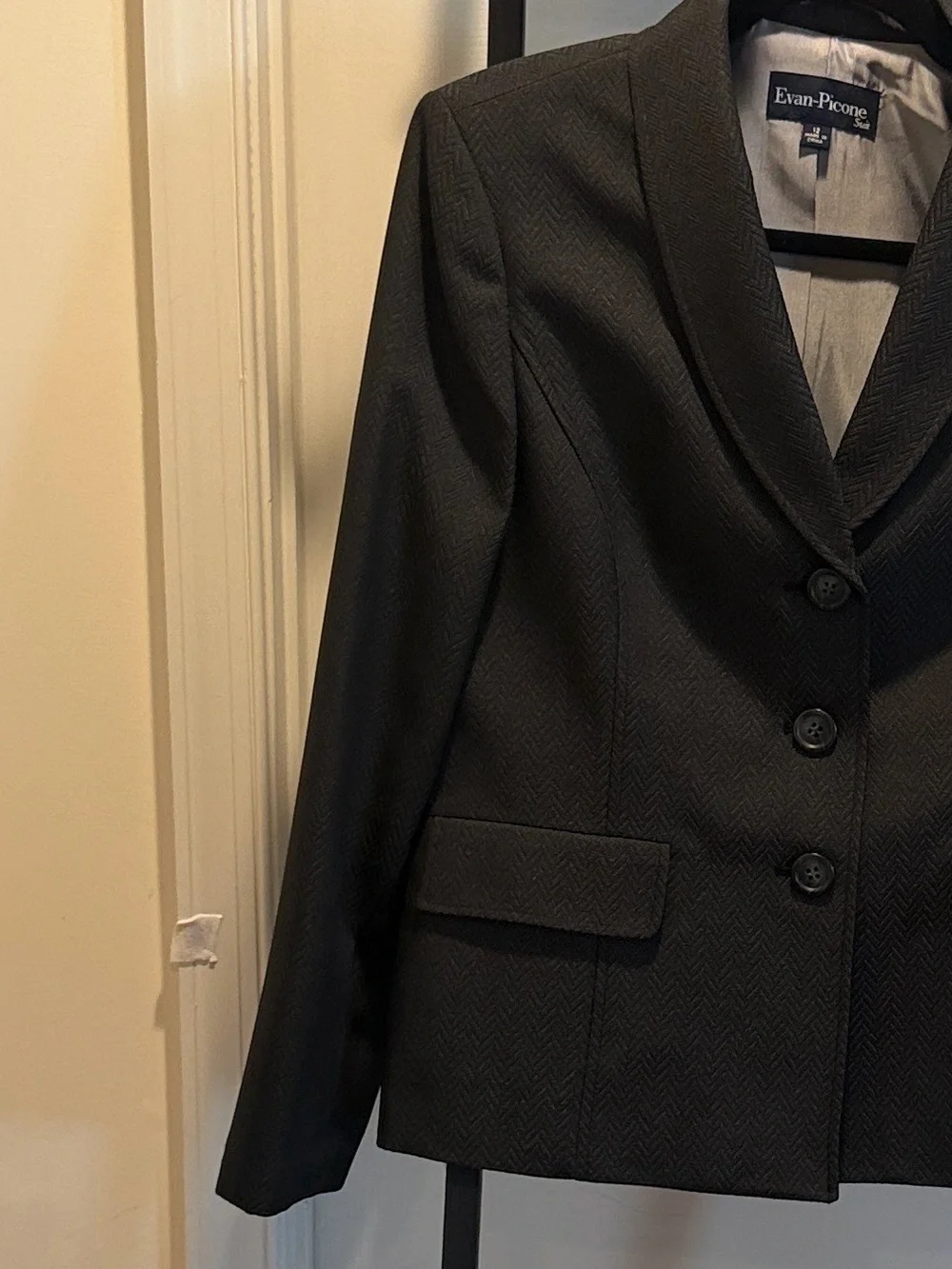 Evan Picone Charcoal Notch-Lapel Blazer Office Wear Church Career Minimalist